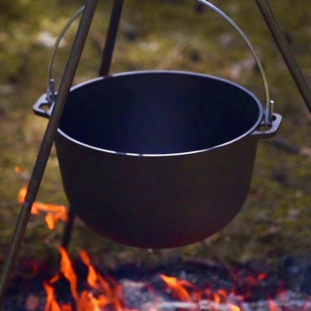 Казан чугунный Походный 12 л с треногой на разборных ножка 2425822817