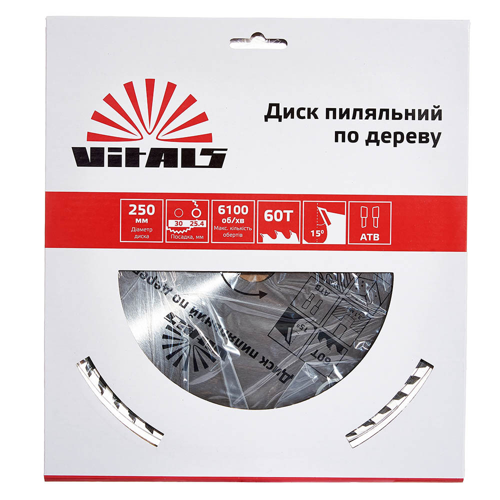 Диск пиляльний Vitals по дереву 250x30/25.4, ATB 60 000168143