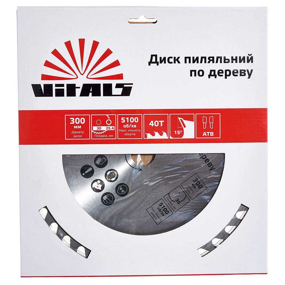 Диск пиляльний Vitals по дереву 300x30/25.4, ATB 40 000168144