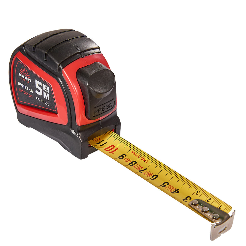 Рулетка 5 м × 25 мм автостоп Vitals Master 000181729