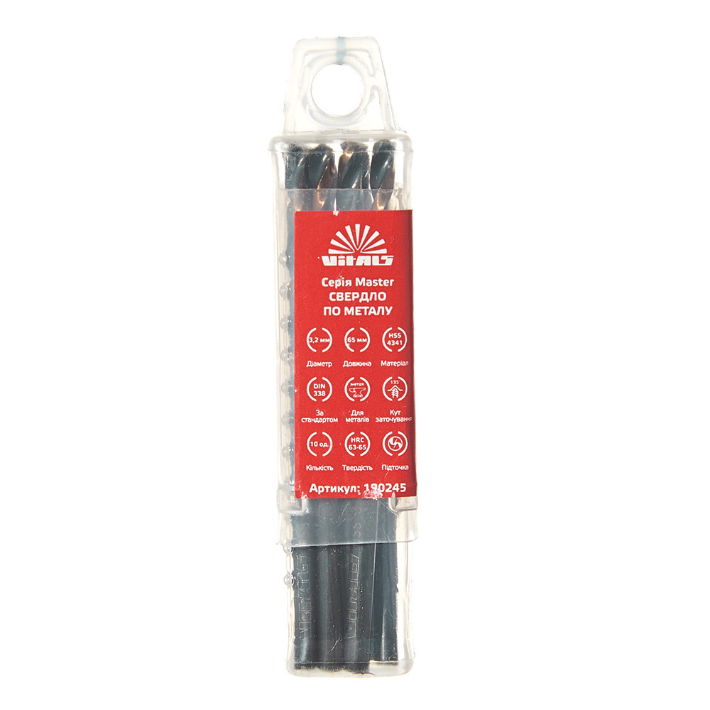 Свердло по металу HSS 4341 3.2 (10 од.) Vitals Master 000190245