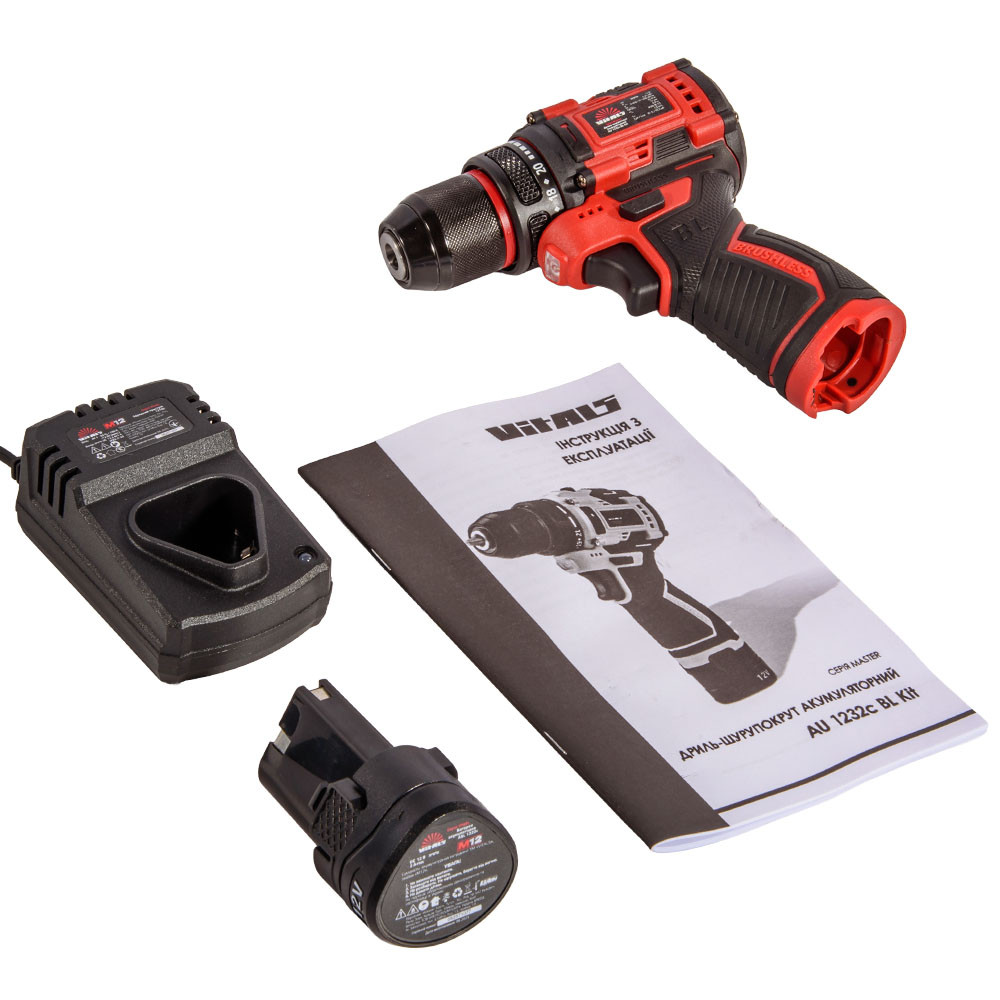 Дриль-шурупокрут акумуляторний Vitals Master AU 1232c BL Kit 000235676