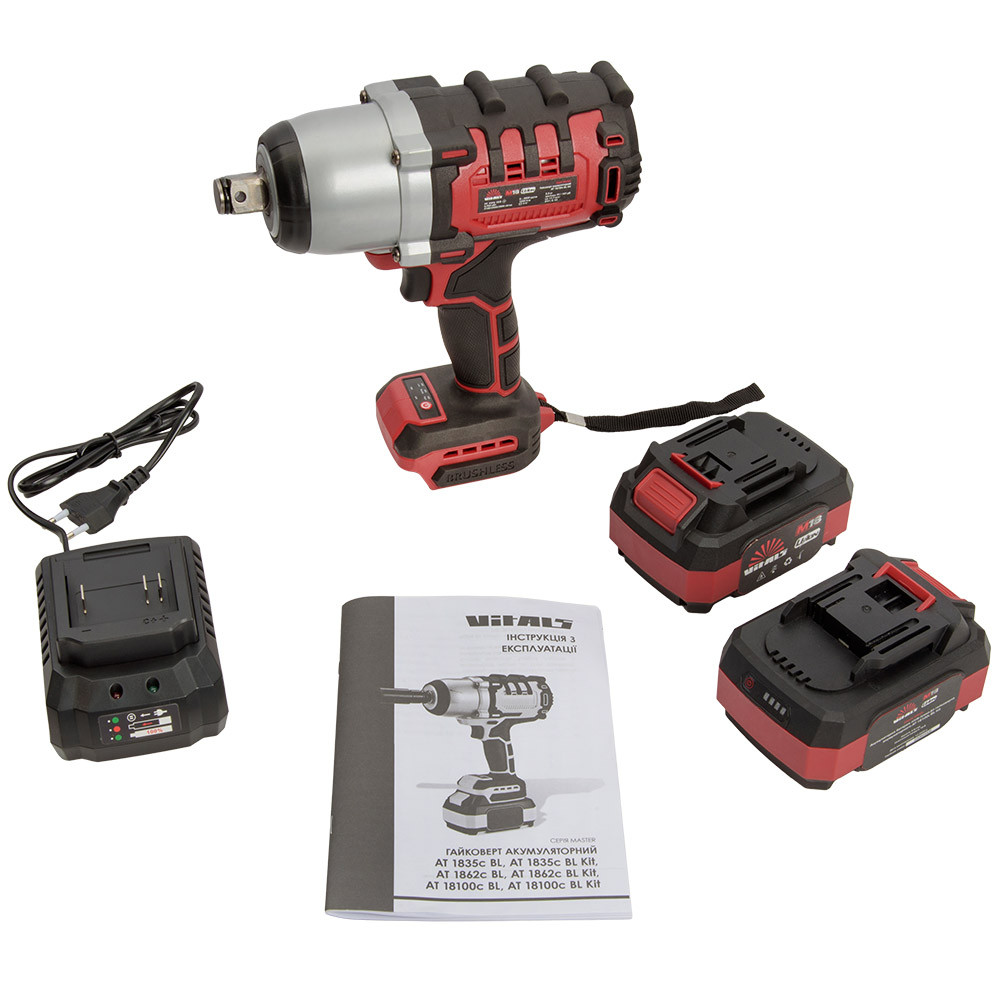Гайковерт акумуляторний Vitals Master AT 18100c BL Kit 000243618