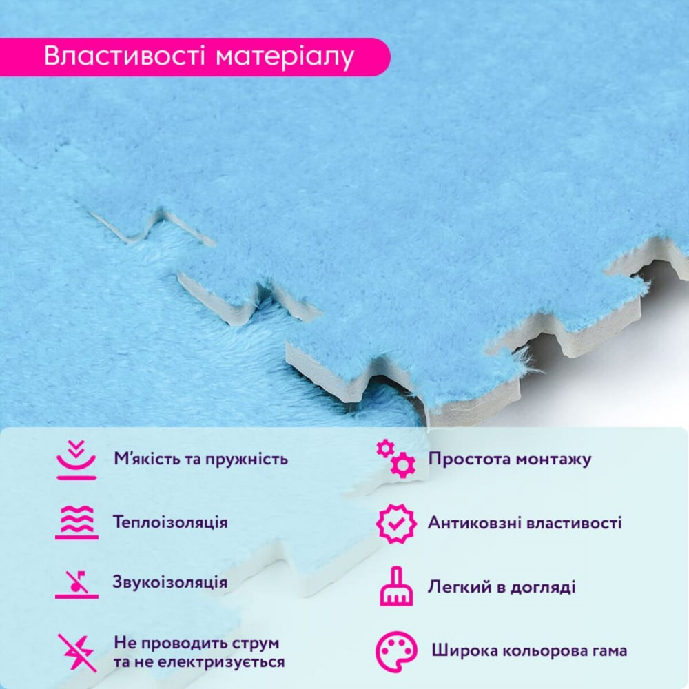 Пол-пазл плюшевый 30х30х1см Голубой (D) SW-00002090 SW-00002090