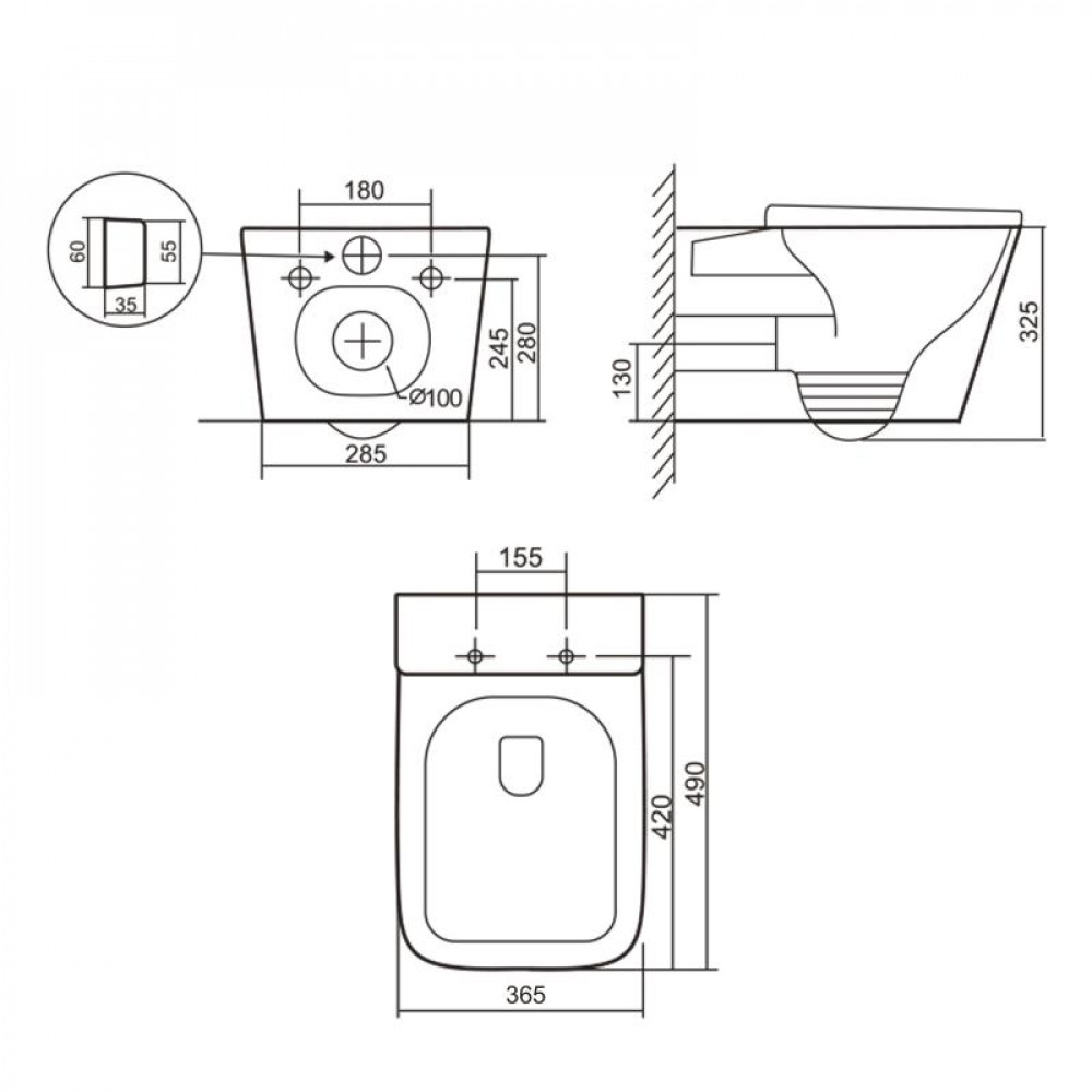 Унітаз підвісний Tern Ultra Quiet 490×365×325 мм, Anthracite, з сидінням Slim Duroplast / Soft-close / Quick Release QT17332303ASAN Qtap SD00054288