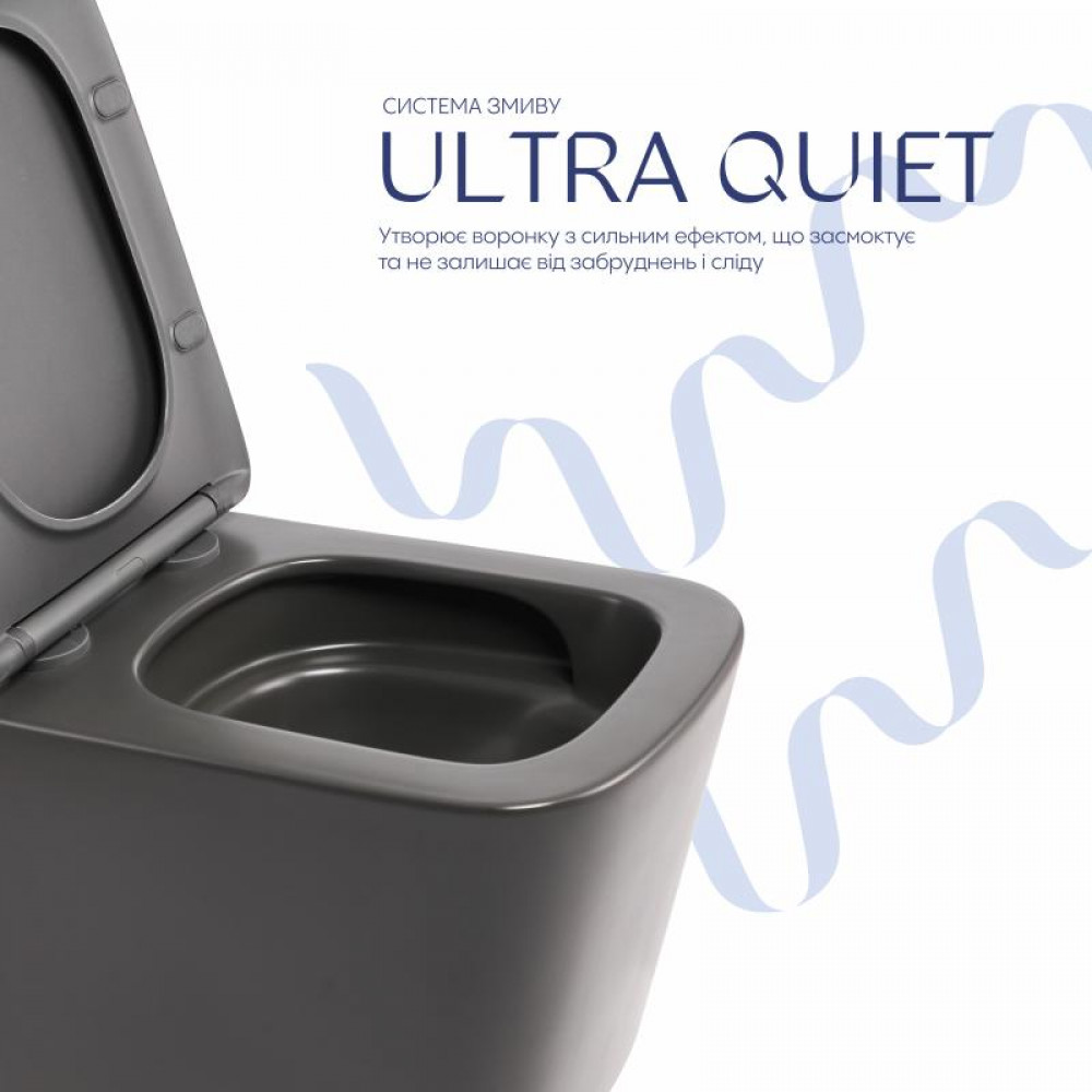 Унітаз підвісний Tern Ultra Quiet 490×365×325 мм, Anthracite, з сидінням Slim Duroplast / Soft-close / Quick Release QT17332303ASAN Qtap SD00054288