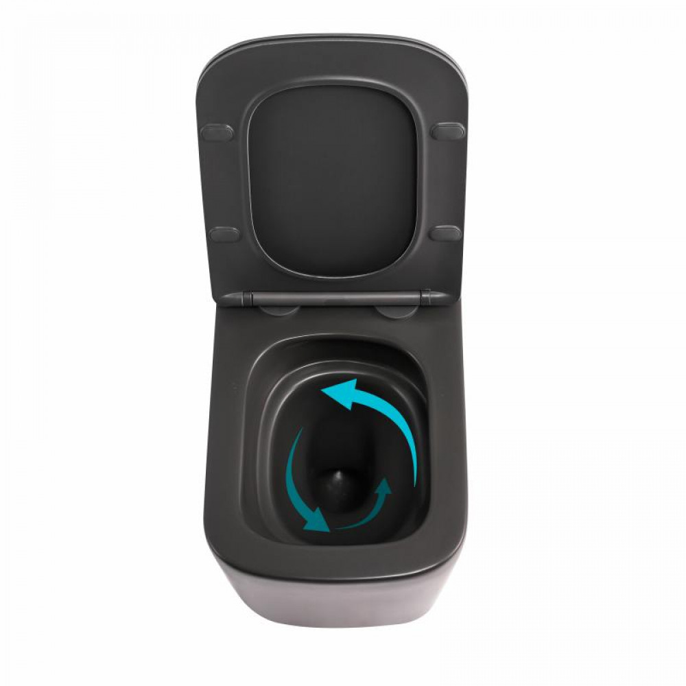 Унітаз підвісний Tern Ultra Quiet 490×365×325 мм, Anthracite, з сидінням Slim Duroplast / Soft-close / Quick Release QT17332303ASAN Qtap SD00054288
