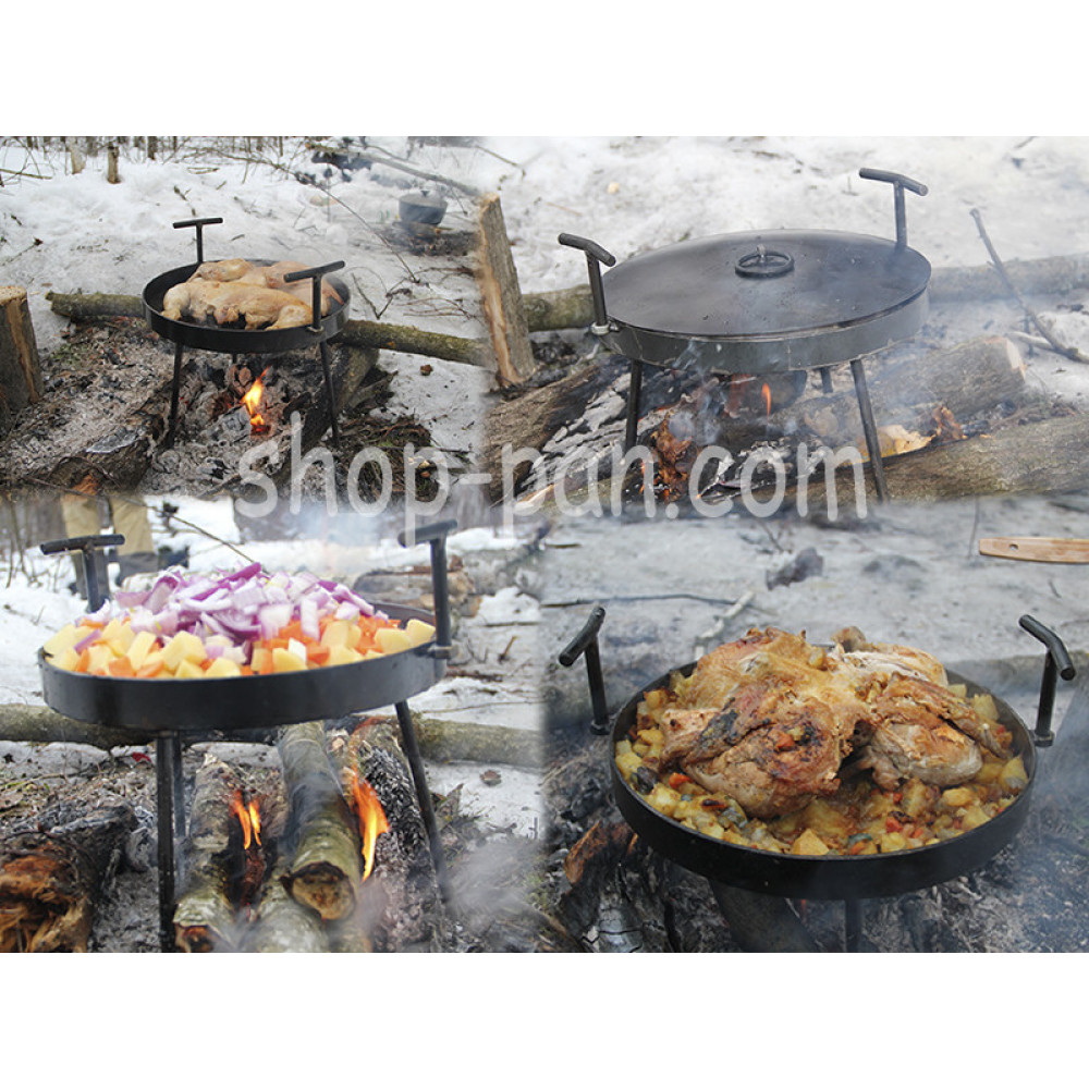 Сковорода маленька з кришкою та чохлом із диска борони туристична 2425819314