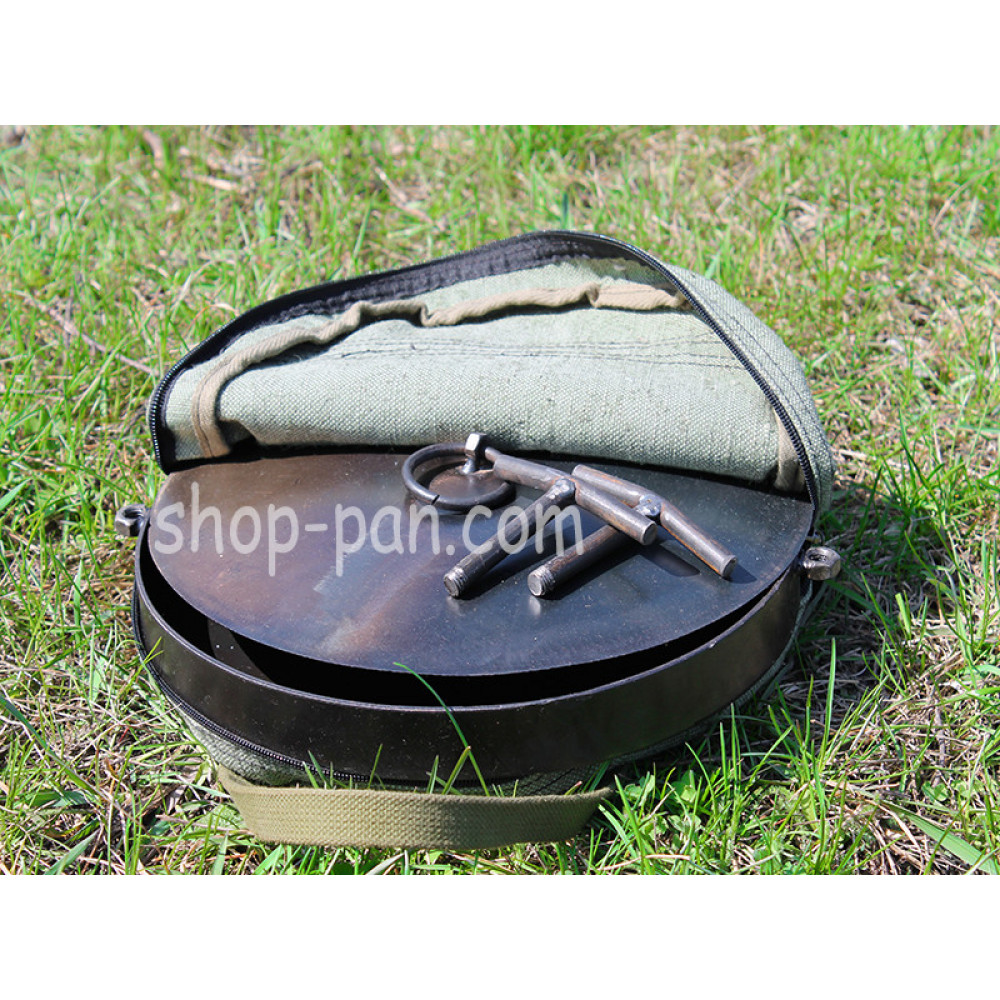 Сковорода маленька з кришкою та чохлом із диска борони туристична 2425819314