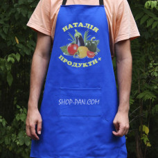 Фартук синий (саржа) с вашим принтом - Продукты