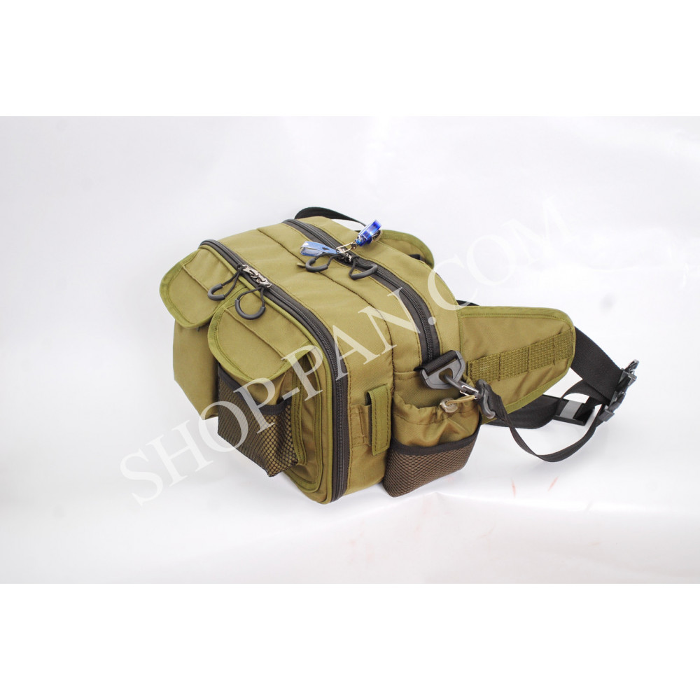 Сумка спінінгіста поясна + плече, посилена, непромокальна сумка для риболовлі ГОРИЗОНТ-2+