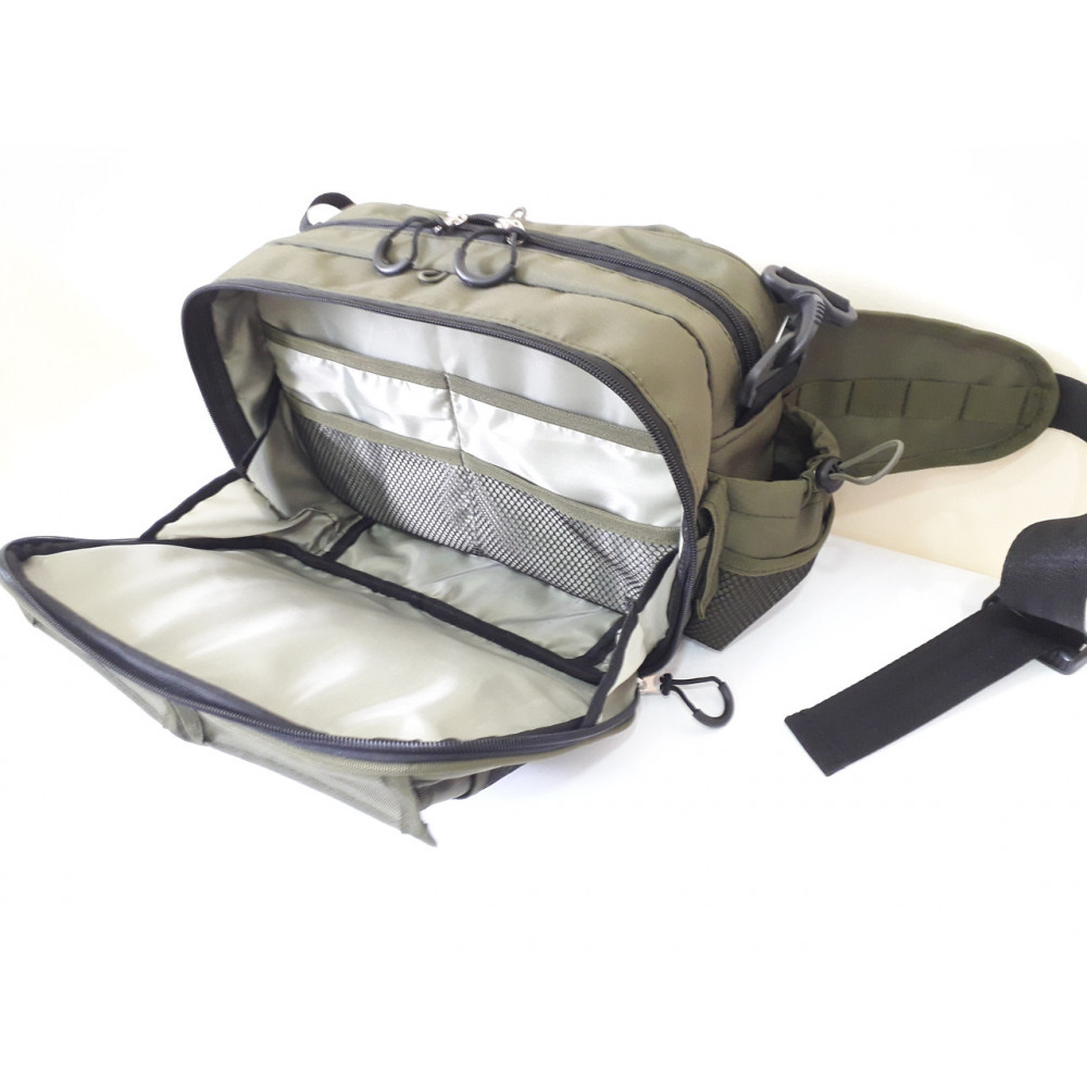 Сумка спінінгіста поясна + плече, посилена, непромокальна сумка для риболовлі ГОРИЗОНТ-2+