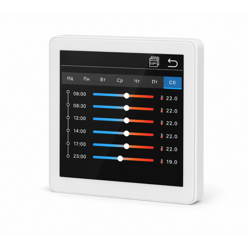 114151 Кімнатний сенсорний термостат з WiFi управлінням Tervix Pro Line WiFi TouchScreen Thermostat (підлога), білий 114151