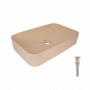 Раковина накладна Qtap Tern 610x350x135 мм, Beige, прямокутна, з донним клапаном QTTER188SB49790 SD00055914
