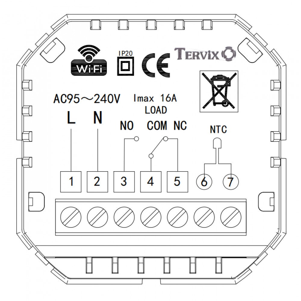 117140 Термостат з ZigBee управлінням Tervix Pro Line для водяної/електричної теплої підлоги, чорний 117140