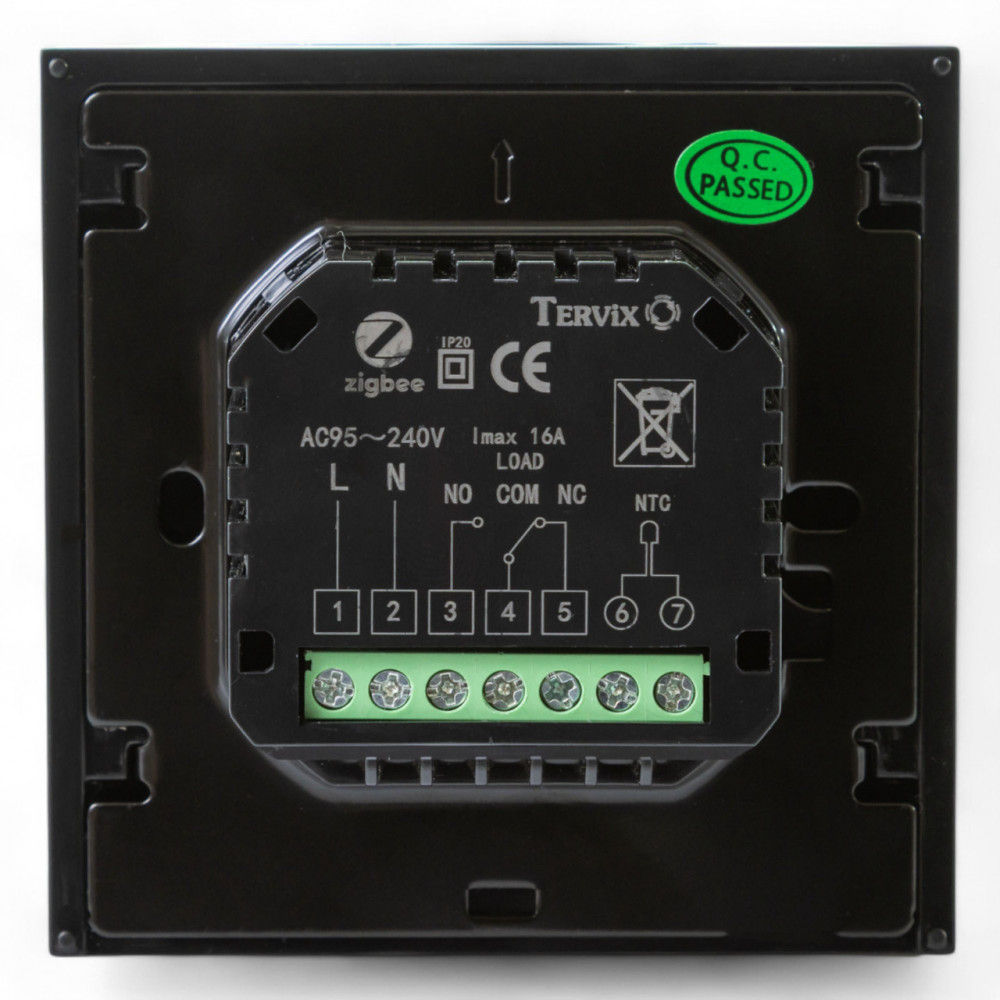 117140 Термостат з ZigBee управлінням Tervix Pro Line для водяної/електричної теплої підлоги, чорний 117140