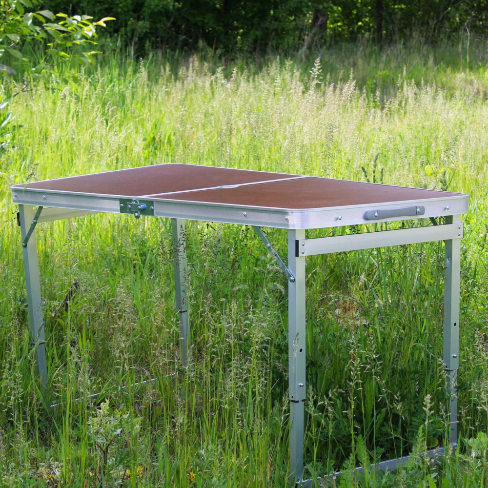 Розкладний стіл (бордовий) посилений для пікніка, стільці SP00484