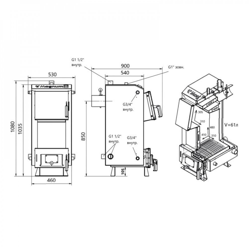Котел твердопаливний сталевий Thermo Alliance Magnum V 5.0 SF 16 SD00054020