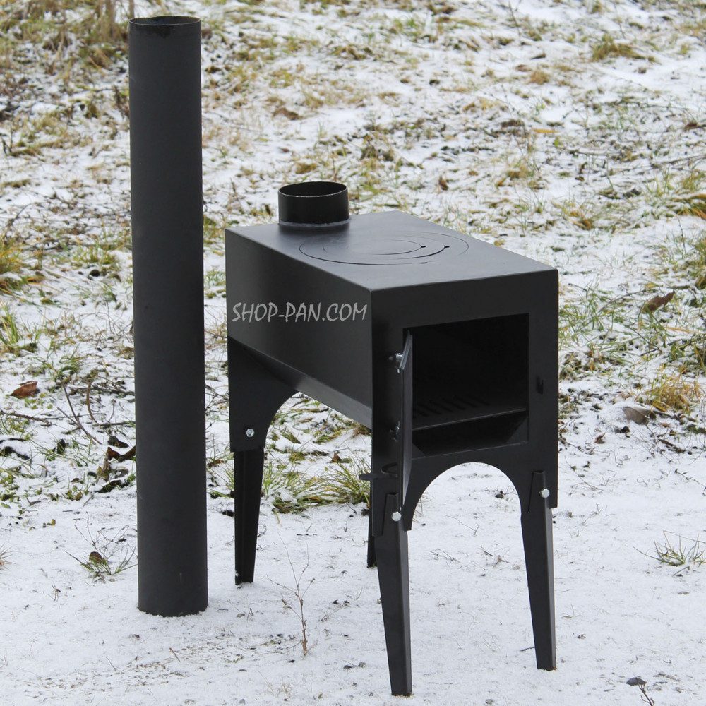 Компактна піч-буржуйка на дровах Дарума з ніжками 145