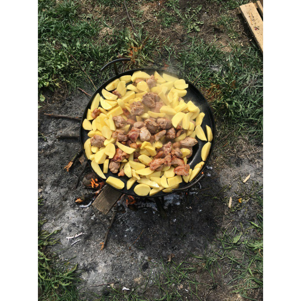 Сковорода-гриль із борони 50 см із зручними ручками та кришкою 156