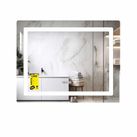 Дзеркало Lidz Kubis (KU2) 1000х800 з годинником, з LED-підсвічуванням Touch, з антизапотіванням, з димером, рег. яскравості LDKU1000800CL49282