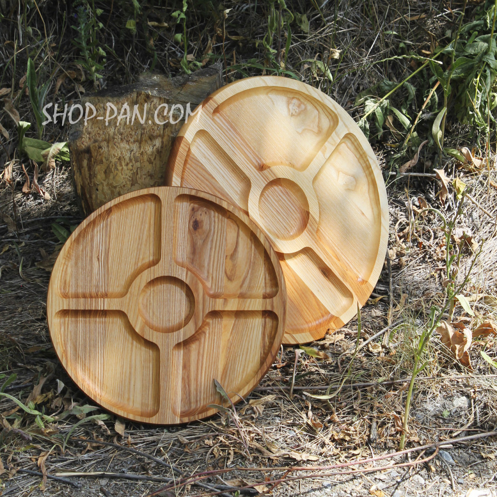 Менажница деревянная 35 см, круглая, на 5 секций, двухсторонняя 2425824565