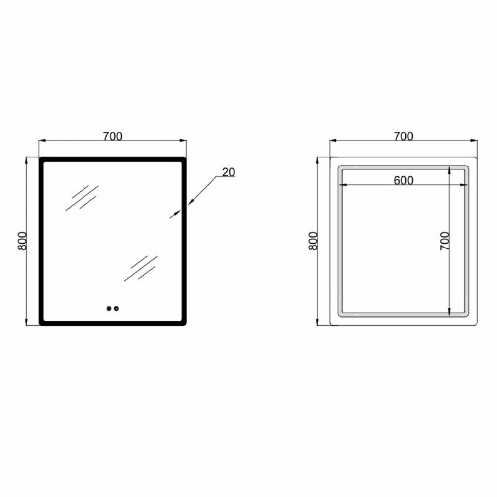 Дзеркало Lidz Orion (OR2) 700х800 з LED-підсвічуванням Touch, з антизапотіванням, з димером, рег. яскравості LDOR70080049293 SD00055417