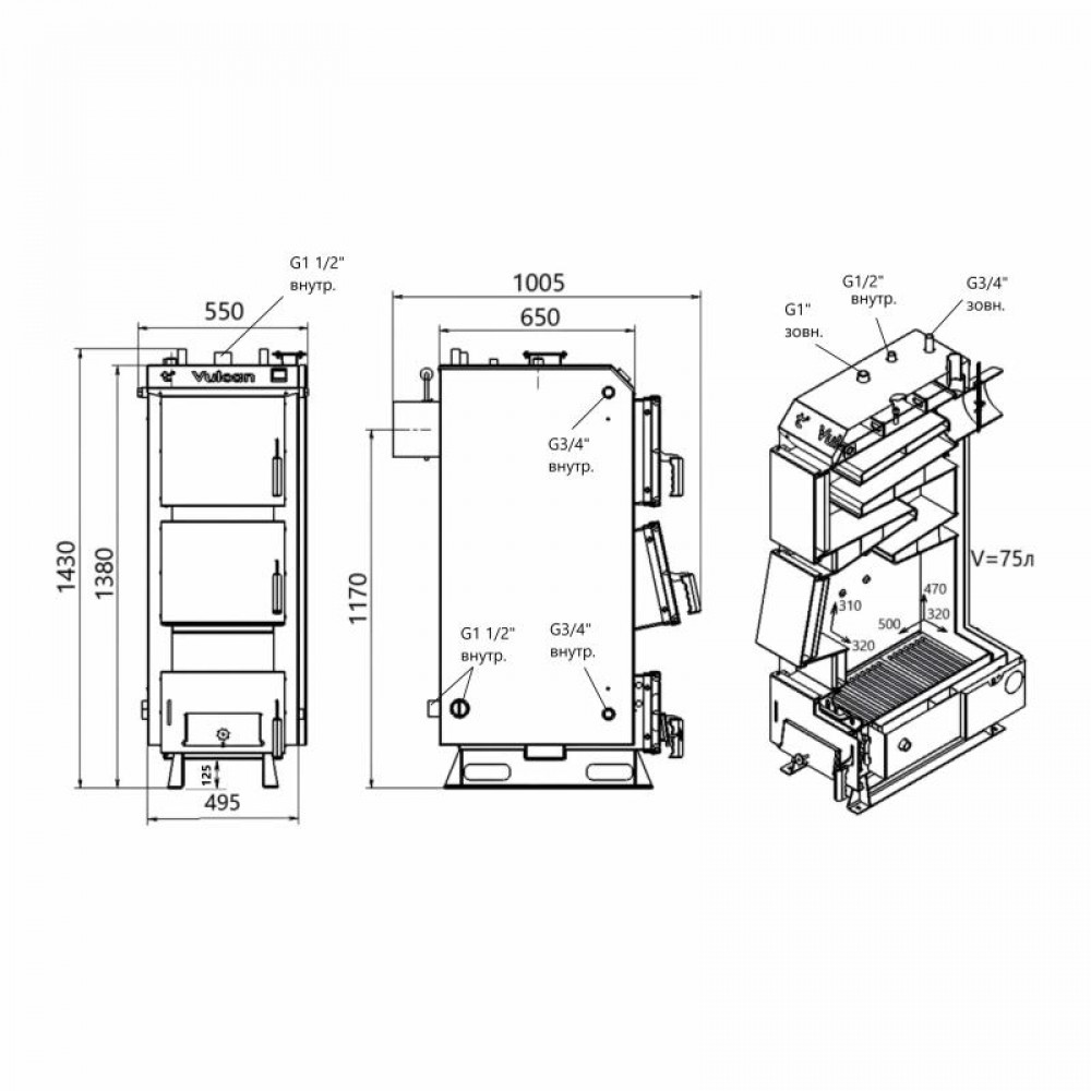 Котел твердопаливний сталевий Thermo Alliance Vulcan V 5.0 SF 18 SD00054031