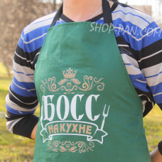 Фартук зелень (саржа) с вашим принтом - БОСС НА КУХНЕ