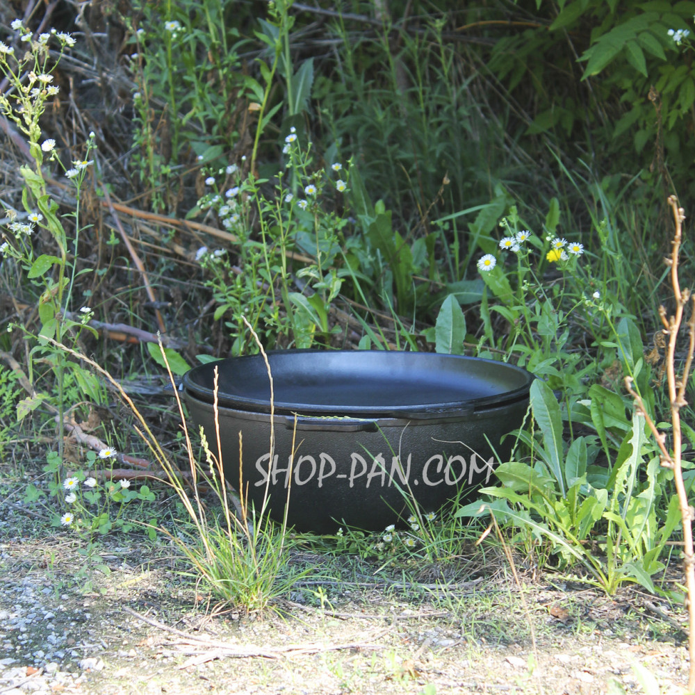 Казан татарський чавунний 8 л із кришкою-сковородою та триногою 2425822820