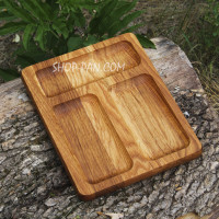 Менажница деревянная 20x25 см, прямоугольная, на 3 секции, двухсторонняя, 1