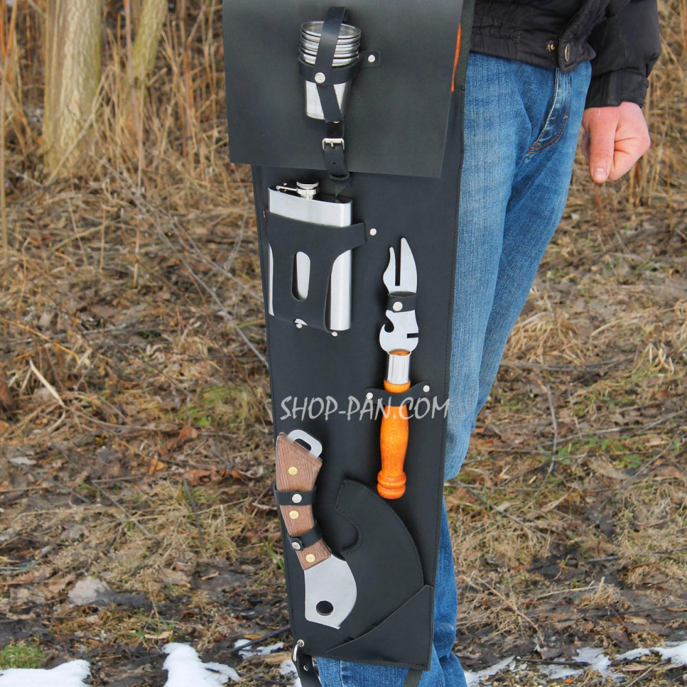 Набір шампурів для гриля в ексклюзивному шкіряному чорному чохлі 2425825599