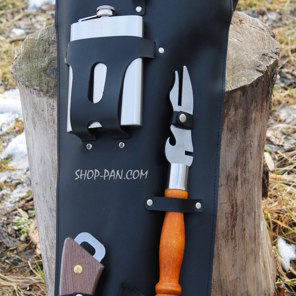 Набір шампурів для гриля в ексклюзивному шкіряному чорному чохлі 2425825599