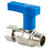 336222 Кран кульовий з американкою для холодної води (синій), 3/4'', латунь, Tervix Pro Line  WD