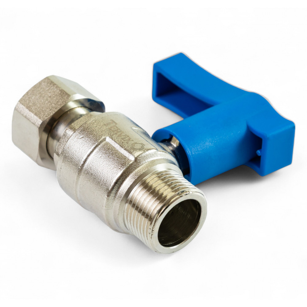 336222 Кран кульовий з американкою для холодної води (синій), 3/4'', латунь, Tervix Pro Line WD 336222