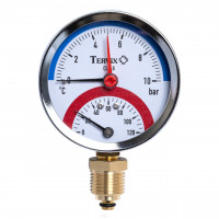 357318 термоманометр Tervix Pro Line 80/0-10 бар, 0-120 С, радіальний, з монтажним клапаном 1/2"