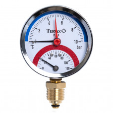 357318 термоманометр Tervix Pro Line 80/0-10 бар, 0-120 С, радіальний, з монтажним клапаном 1/2"