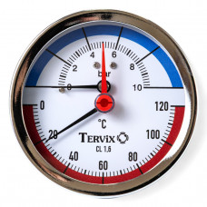357818 термоманометр Tervix Pro Line 80/0-10 бар, 0-120 С аксіальний, з монтажним клапаном 1/2"