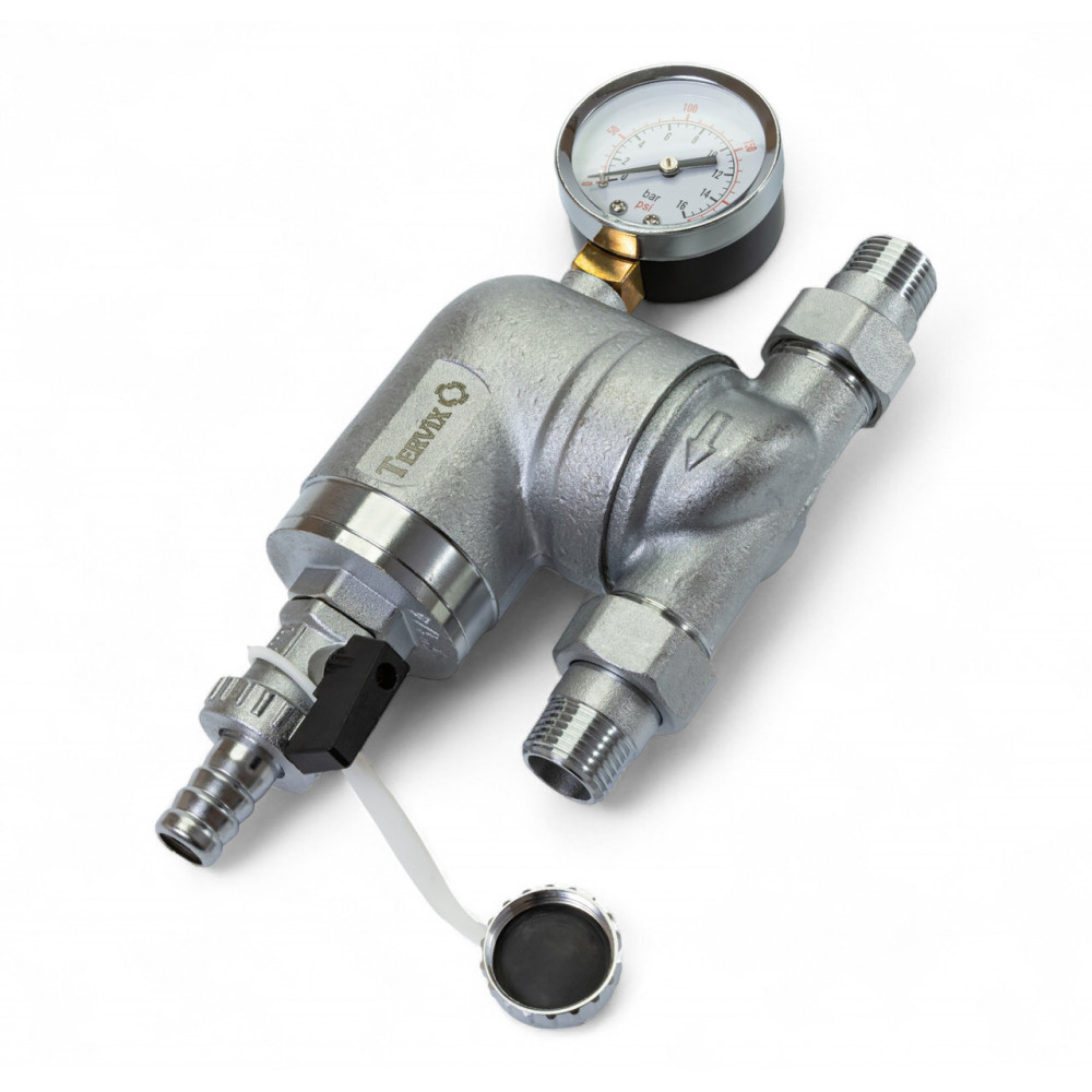 366012 Фільтр поворотний самопромивний з манометром 1/2", латунь, Tervix Pro Line WD 366012