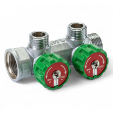 392012 Розподільча гребінка з регулюючими вентилями 2 контури 3/4''x1/2", латунь, Tervix Pro Line WD