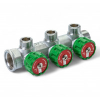 393012 Розподільча гребінка з регулюючими вентилями 3 контури 3/4''x1/2", латунь, Tervix Pro Line WD