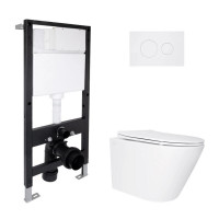 Готове рішення Qtap для ванної кімнати: підвісний унітаз Swan Ultra Quiet 520x360x320 + комплект інсталяції Standard (кругла клавіша White)