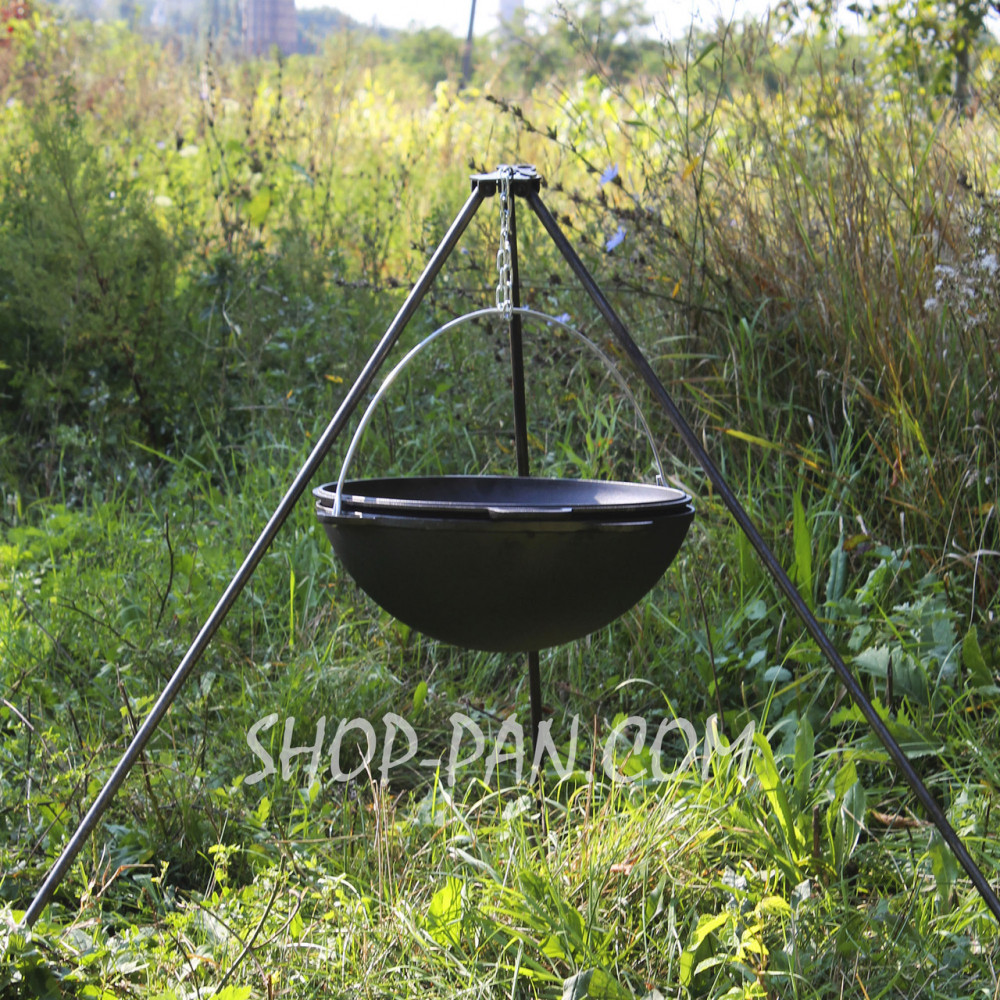 Казан татарський чавунний 10 л із кришкою-сковородою та триногою 2425823627