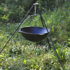 Казан татарський чавунний 10 л із кришкою-сковородою та триногою