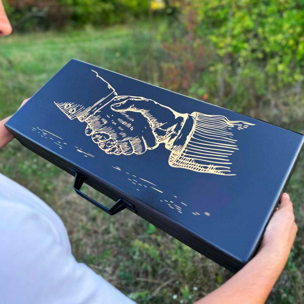 Набір для гриля та барбекю "Базовий" у дерев'яному кейсі з гравіюванням 2425829556