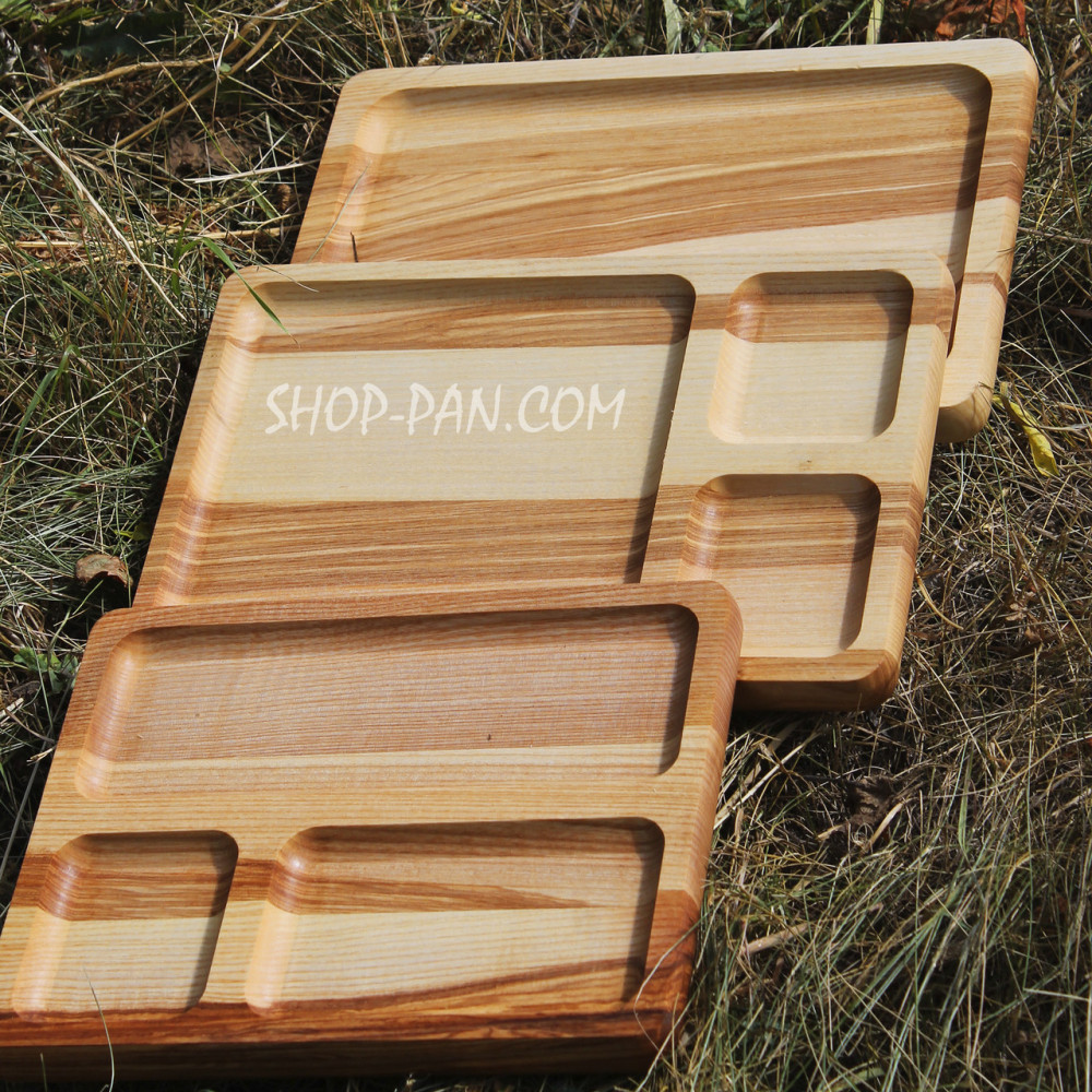 Менажниця дерев'яна 20x25 см, прямокутна, на 3 секції, двостороння, 2 2425824557