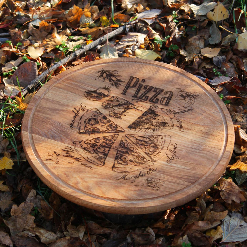 Кухонна дошка кругла з гравіруванням - Pizza 2425825621