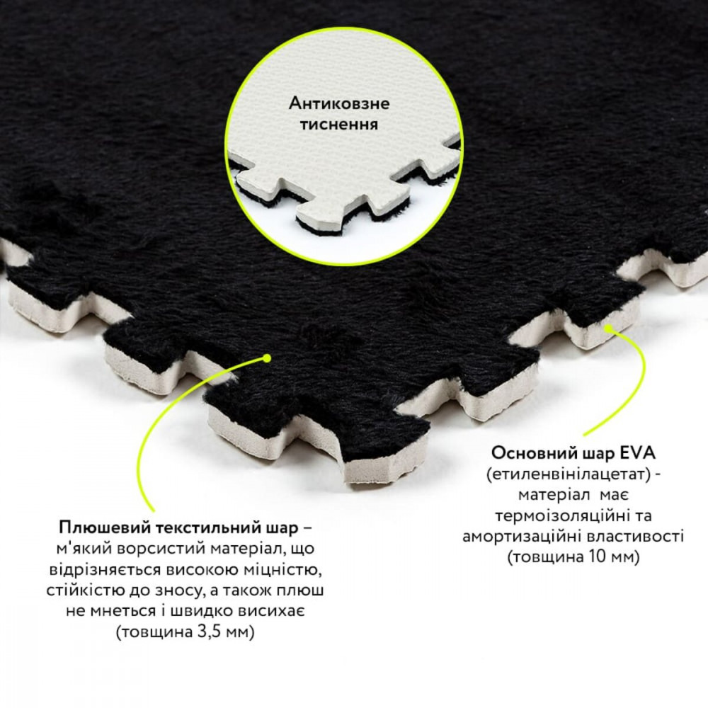 Пол-пазл плюшевый ЧЕРНЫЙ 60*60*1cm (D) SW-00002079 SW-00002079