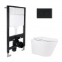 Готове рішення Qtap для ванної кімнати: підвісний унітаз Swan Rimless 520x360x320 + комплект інсталяції Standard (кругла клавіша Black) SD00057759