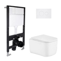 Готове рішення Qtap для ванної кімнати: підвісний унітаз Gemini Ultra Quiet 485x340x350 + комплект інсталяції Standard (кругла клавіша White)